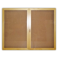 BBC203-2 Doors Enclosed Cork Bulletin Board with No Header